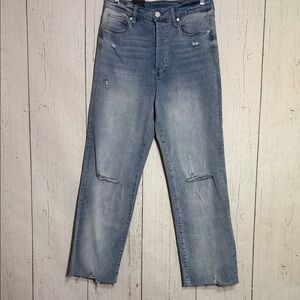 NWT Blank NYC The Baxter Ribcage Distressed Raw Denim Straight Leg Denim Jeans